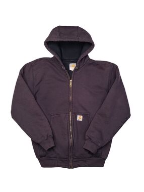 Vintage Carhartt J149 INSANE SUN FADE Black Zip Thermal Hoodie Mens Size Small